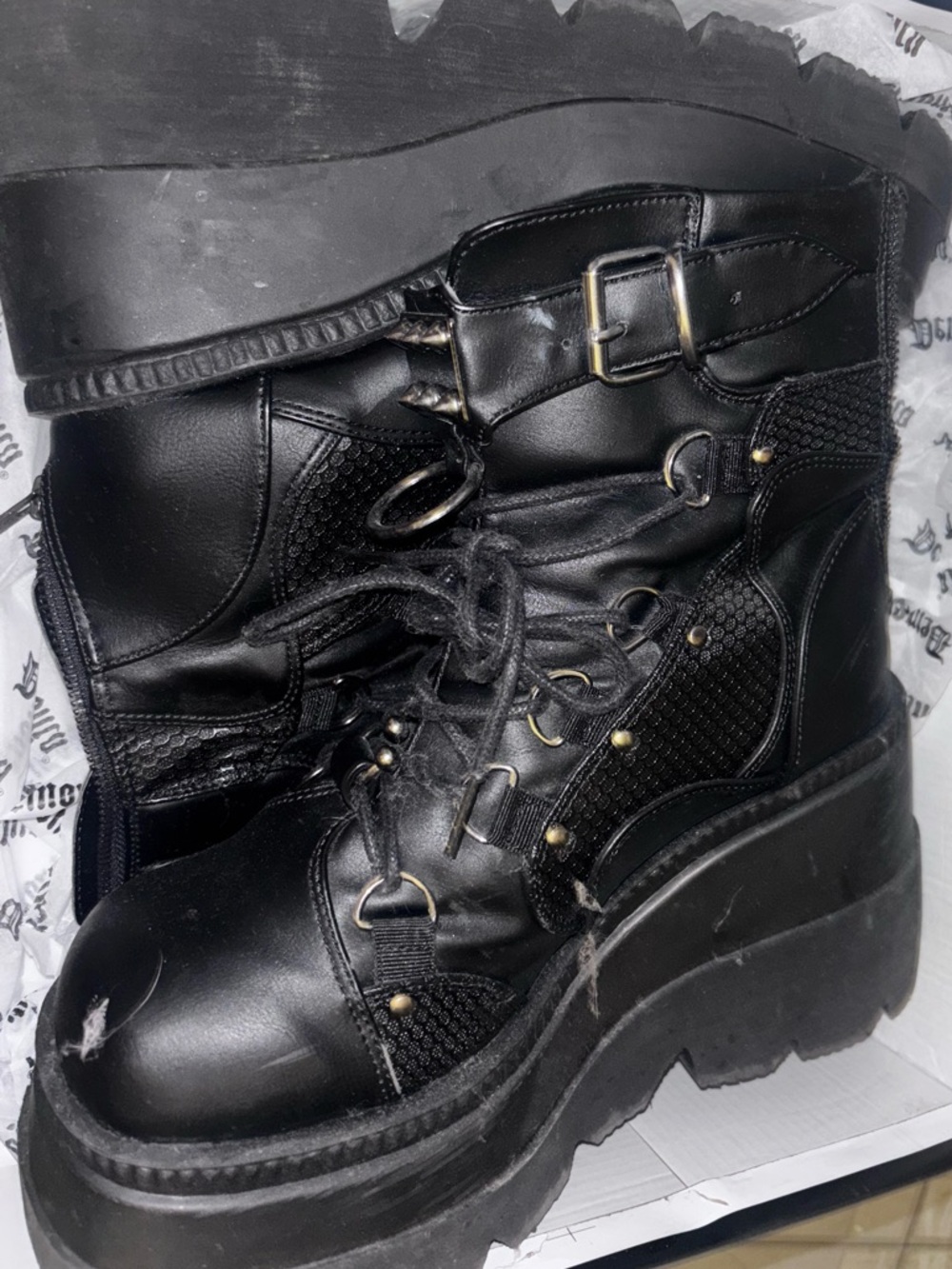 Demonia Shaker-60 Black platform high-top boots